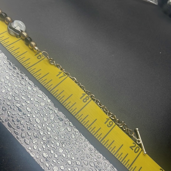 Silver necklace with black, gray, white-color beading - Picture 3 of 4